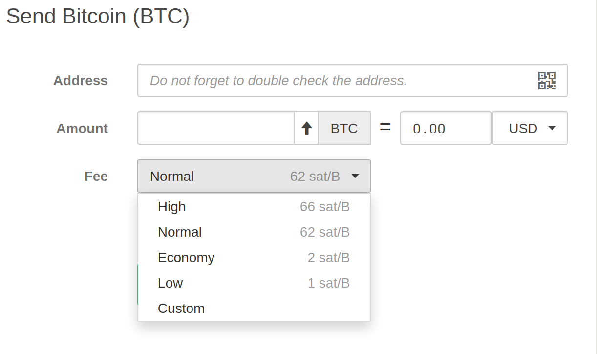 Bitcoin fees are set in satoshis.